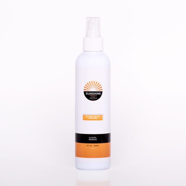 A bottle of sunscreen is shown on the table.